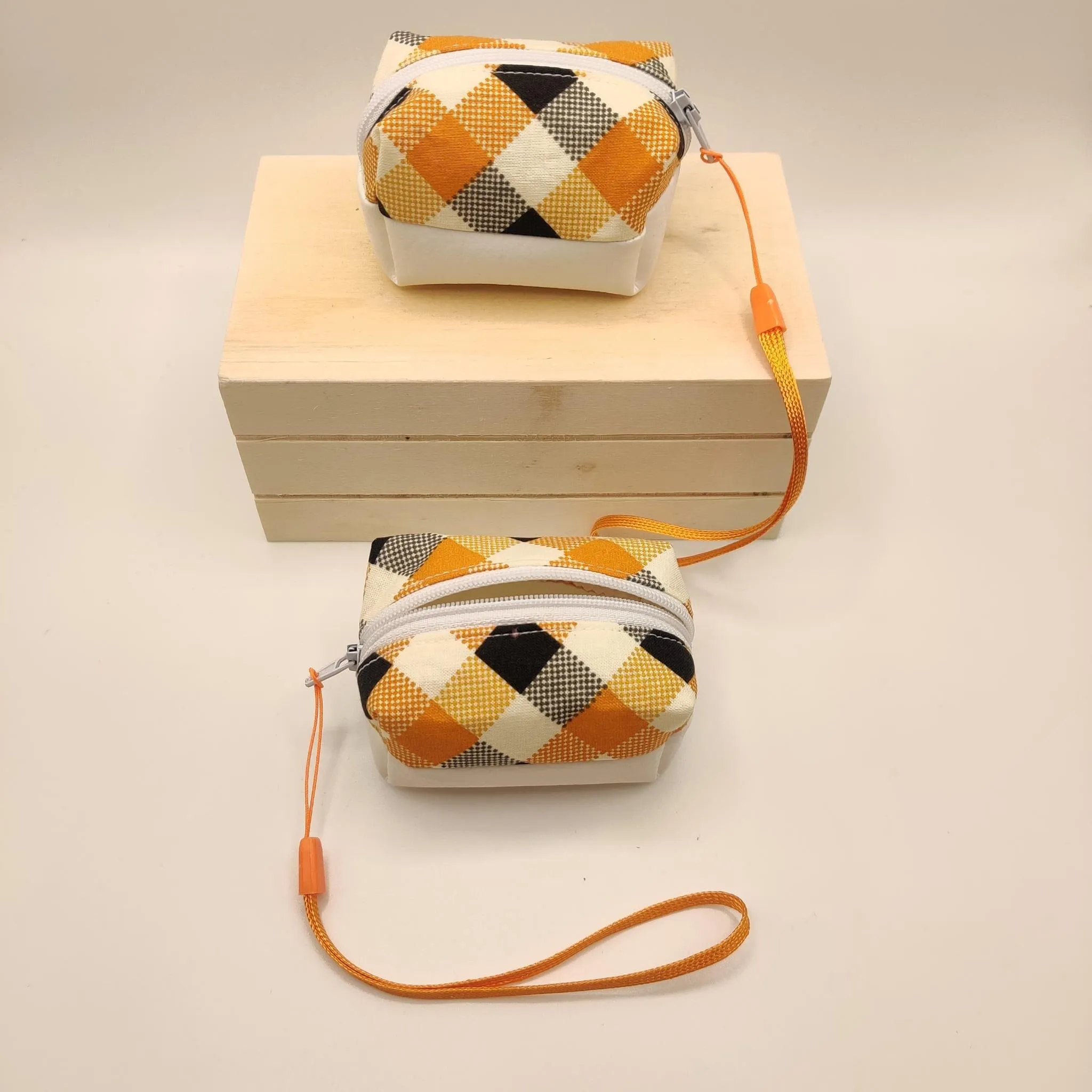Dog Waste Bag Dispenser -Orange and Black Buffalo Check